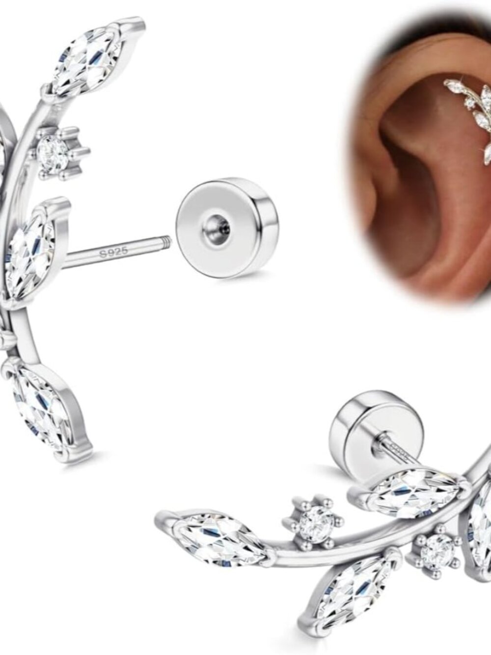925 Sterling Silver Flat Back Stud Earrings For Women Hypoallergenic | 14k Gold